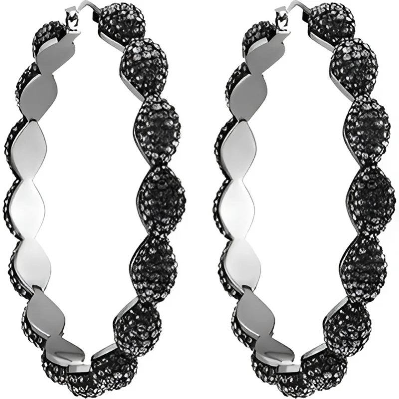 women’s crystal drop earrings-Swarovski Women's Hoop Pierced Earrings - Atelier Black Crystals Moselle | 5455694