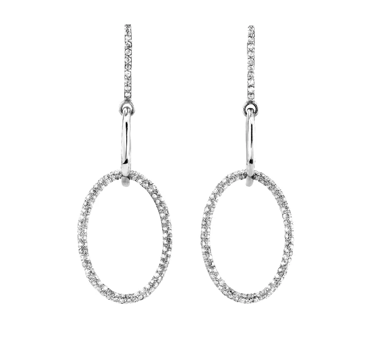 women’s sterling silver drop earrings-Pavé Diamond Link Drop Earrings  E0000029