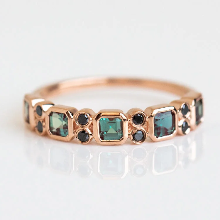 women’s silver rings-10kt Rose Gold Alexandrite & Black Diamond Juniper Ring