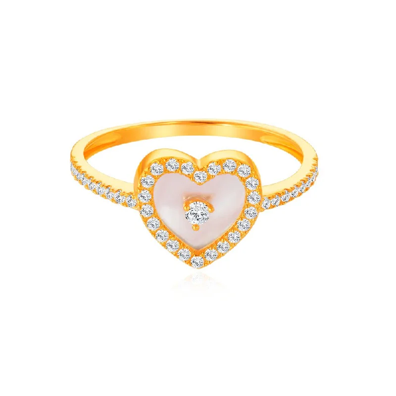 women’s birthstone rings for women-916 Gold Luminescent Heart Ring