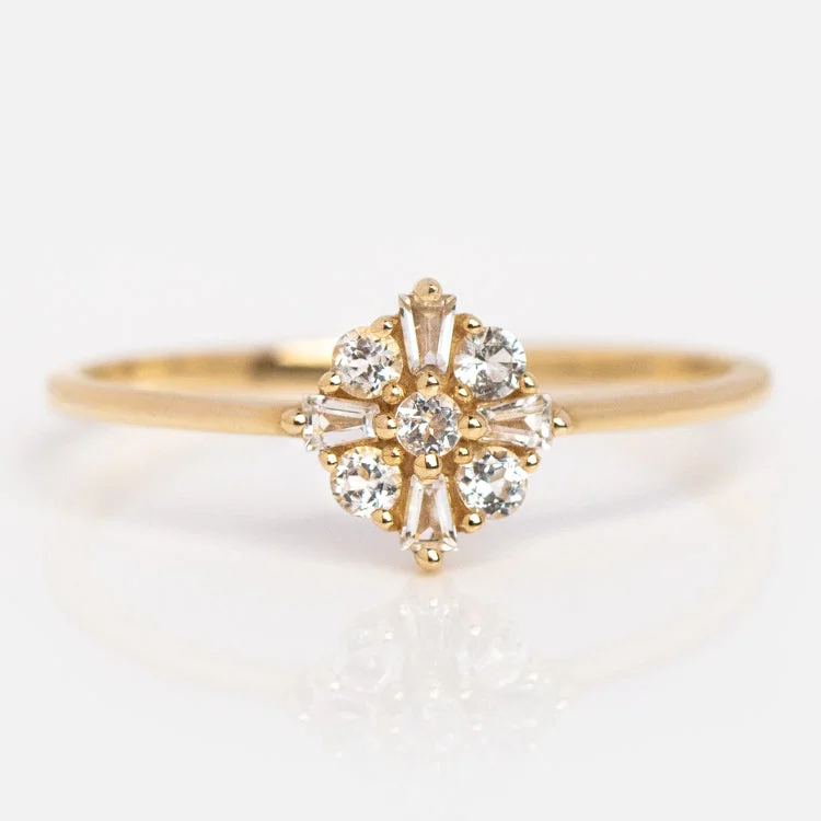 women’s fashion engagement rings-14k Floral Art Deco Ring