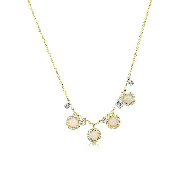 women’s delicate necklaces-Yellow Gold Opal Necklace