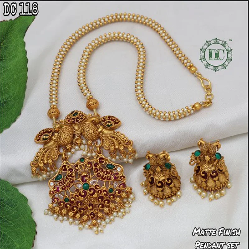 women’s simple necklaces-Darshana Jewels Gold Plated Pota Stone Necklace Set