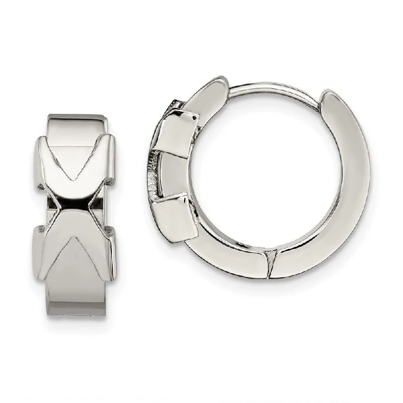 women’s cute earrings-Stainless Steel Polished Hinged Hoop Earrings