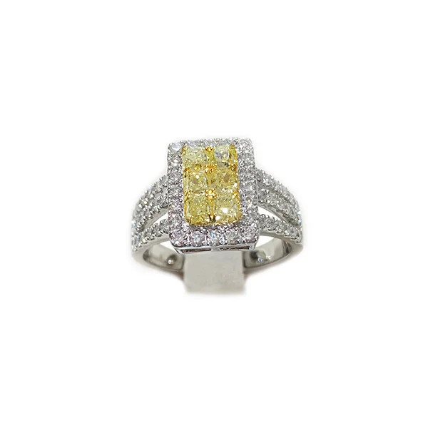 women’s gold engagement rings-14k White Gold Yellow Diamond Ring