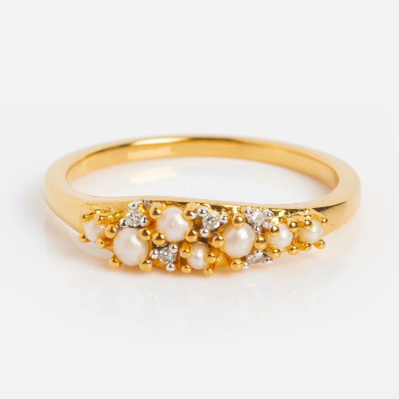 women’s fashion engagement rings-Madeline Pearl and Diamond Scatter Ring