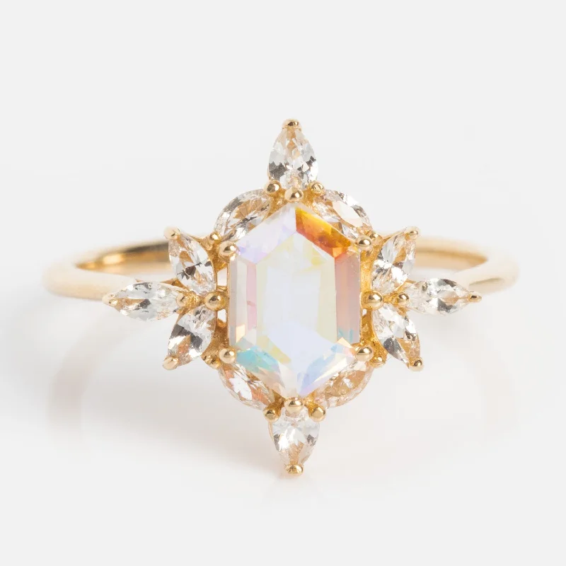 women’s cocktail rings for women-14k Angel Aura Quartz Splendor Statement Ring