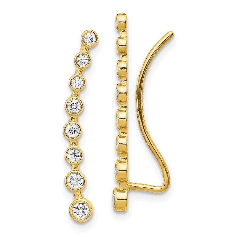 women’s geometric earrings-14K CZ Ear Climber Earrings