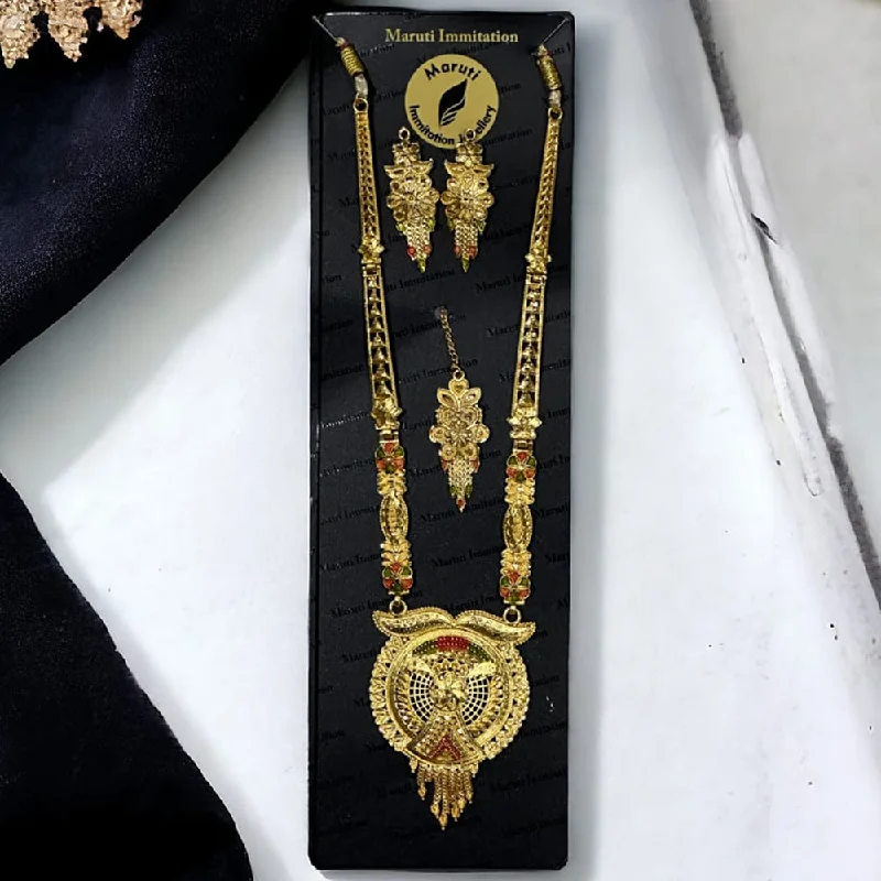 women’s dainty necklaces-Maruti Immitation Gold Plated Meenakari Necklace Set