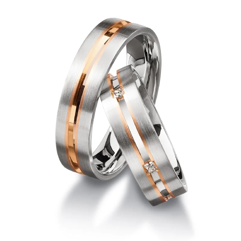 women’s solitaire rings-18k White and Rose Gold 5.5mm Wedding Band Ring