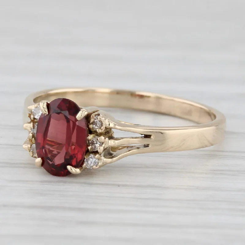 women’s gold engagement rings-Vintage 0.83ct Garnet Diamond Ring 14k Yellow Gold Size 6.5