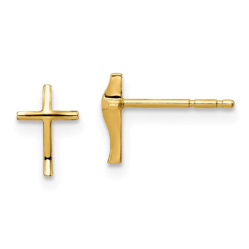 women’s diamond earrings-Madi K Kid's 14k  Cross Post Earrings