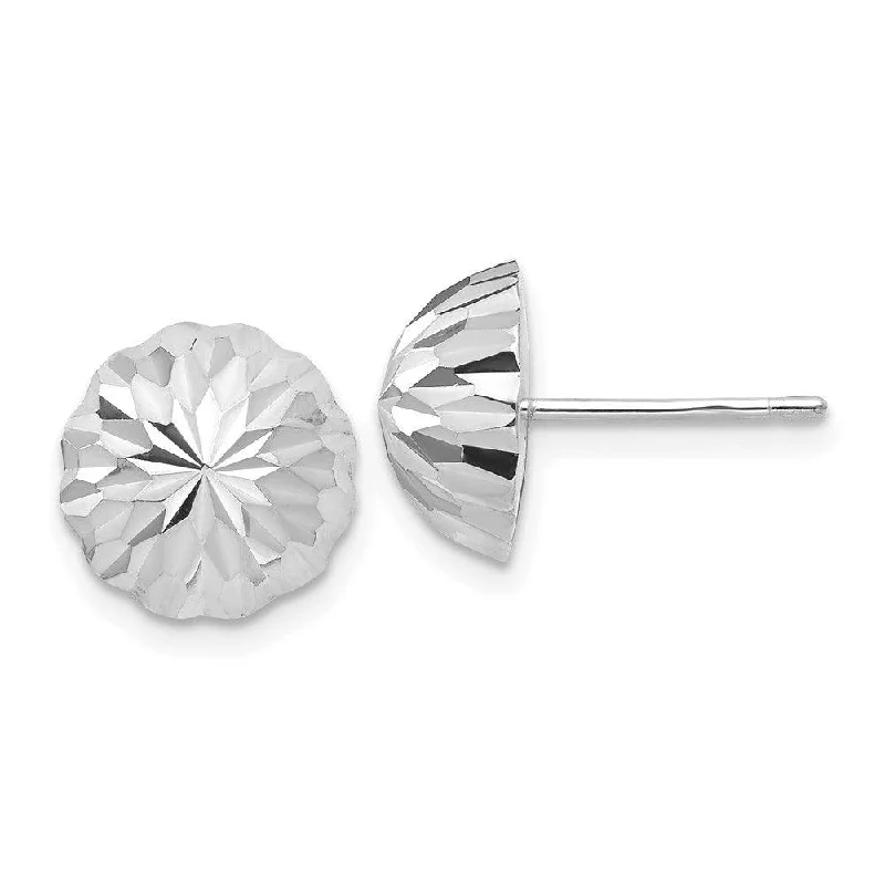 women’s minimalist earrings-14k White Gold Polished & Diamond-Cut Half Ball Post Earrings