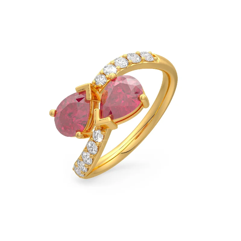 women’s custom engagement rings-Ruby Teardrop Ring