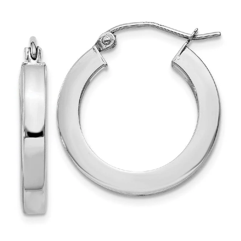 women’s birthstone earrings-14k White Gold Square Tube Hoop Earrings