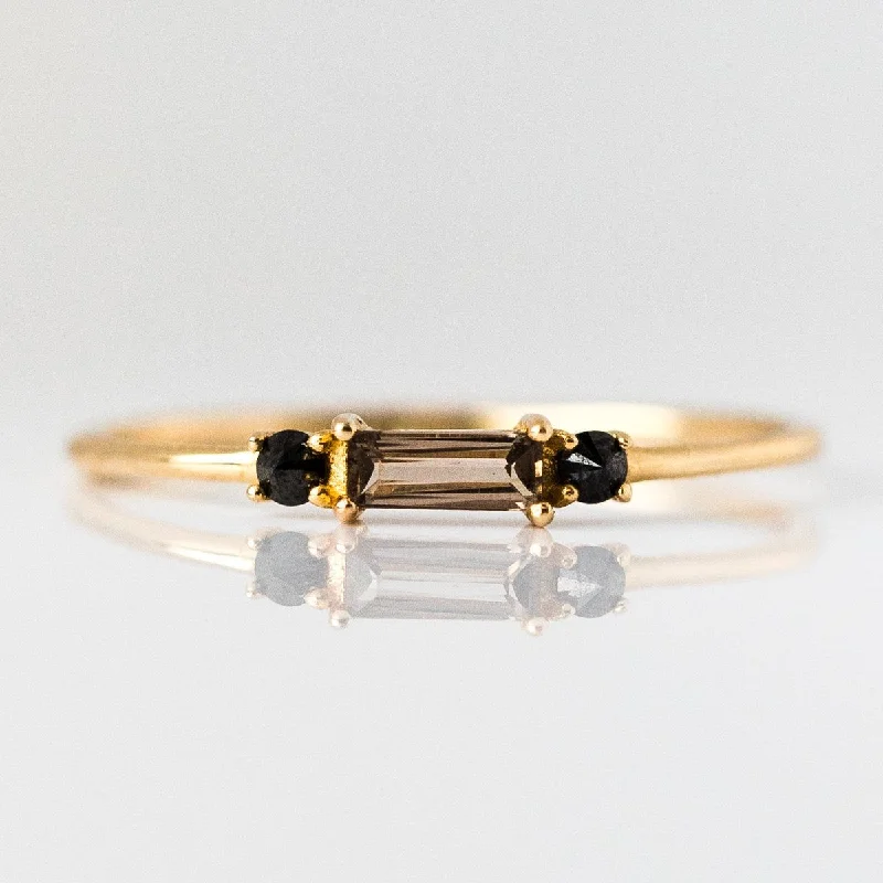 women’s wedding bands-Smokey Quartz & Black Diamond Baguette Crush Ring