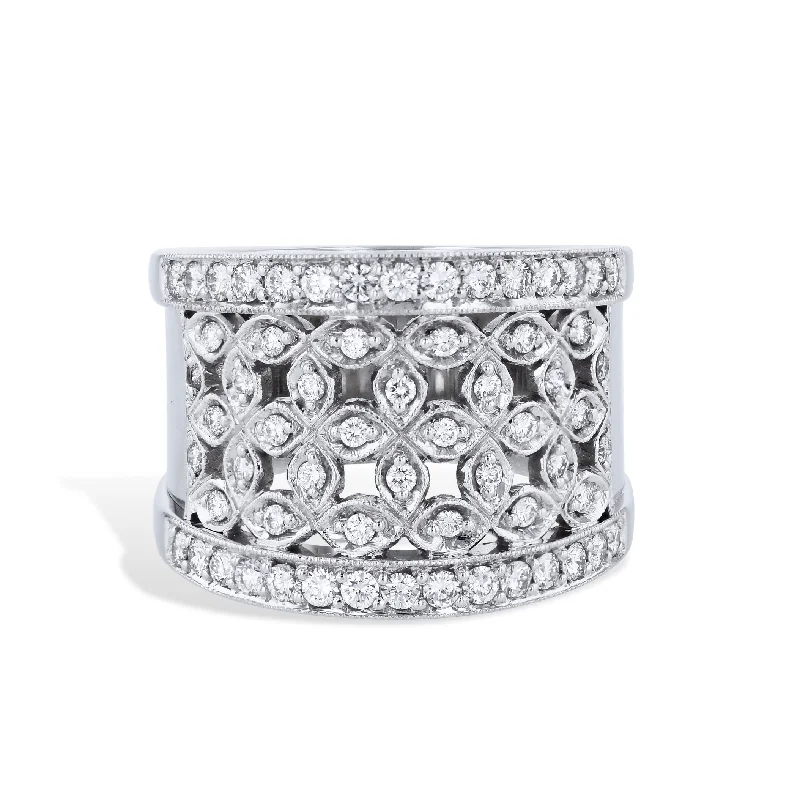 women’s large statement rings-Diamond Pave White Gold Estate Ring