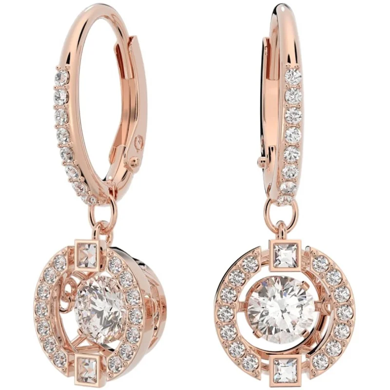 women’s wedding earrings-Swarovski Women's Earrings - Sparkling Dance Round Cut White Rose Gold Tone | 5504753