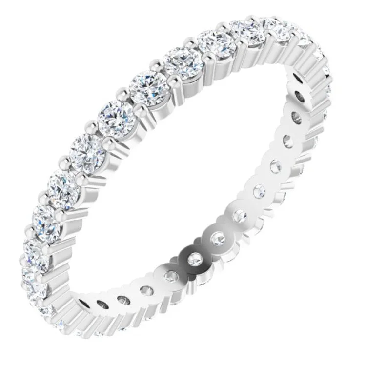 women’s solitaire diamond rings-14K White 1 CTW Lab-Grown Diamond Eternity Band Size 8