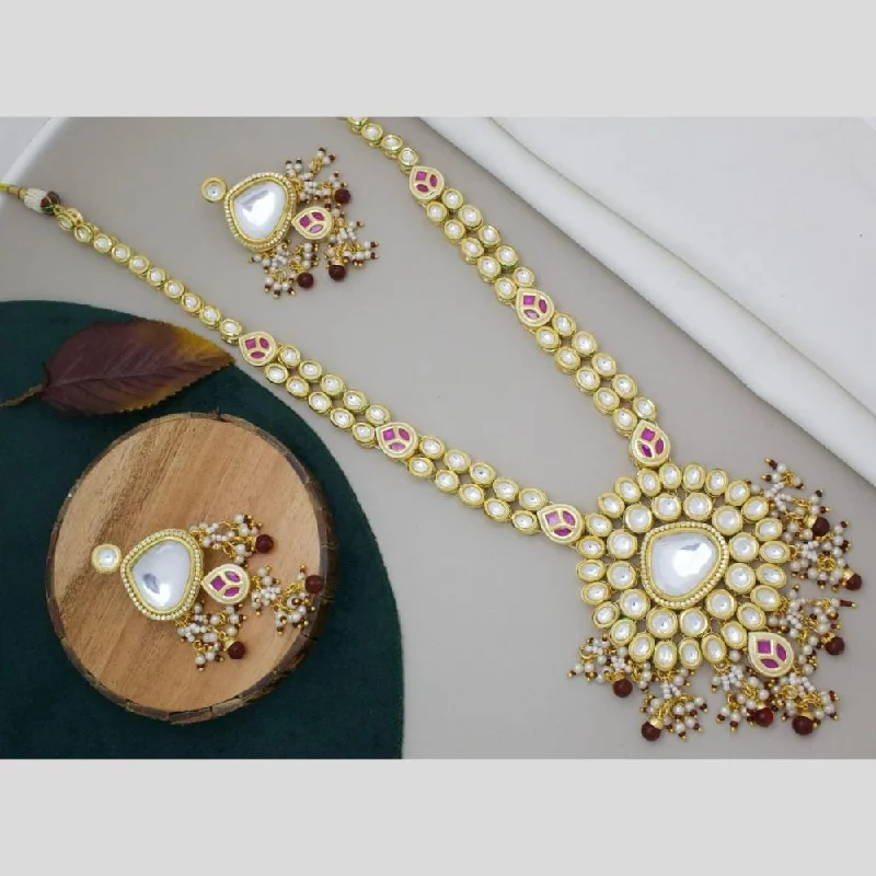 women’s geometric necklaces-Manisha Jewellery Gold Plated Kundan Stone And Pearls Necklace Set