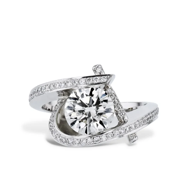 women’s diamond promise rings-Diamond Platinum Pave Estate Ring