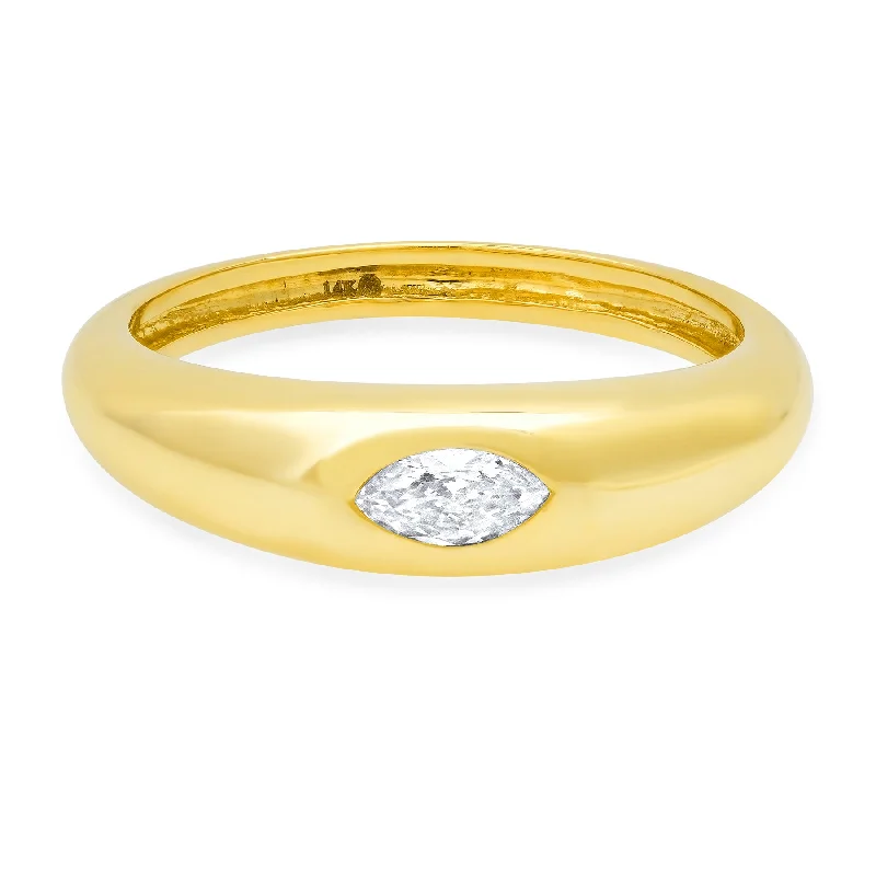 women’s white sapphire engagement rings-EMBEDDED MARQUISE DIAMOND RING, 14kt GOLD