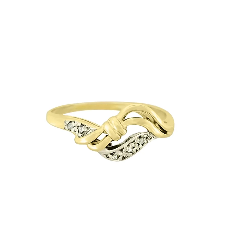 women’s large diamond engagement rings-Bow Yellow Gold Diamond Ring