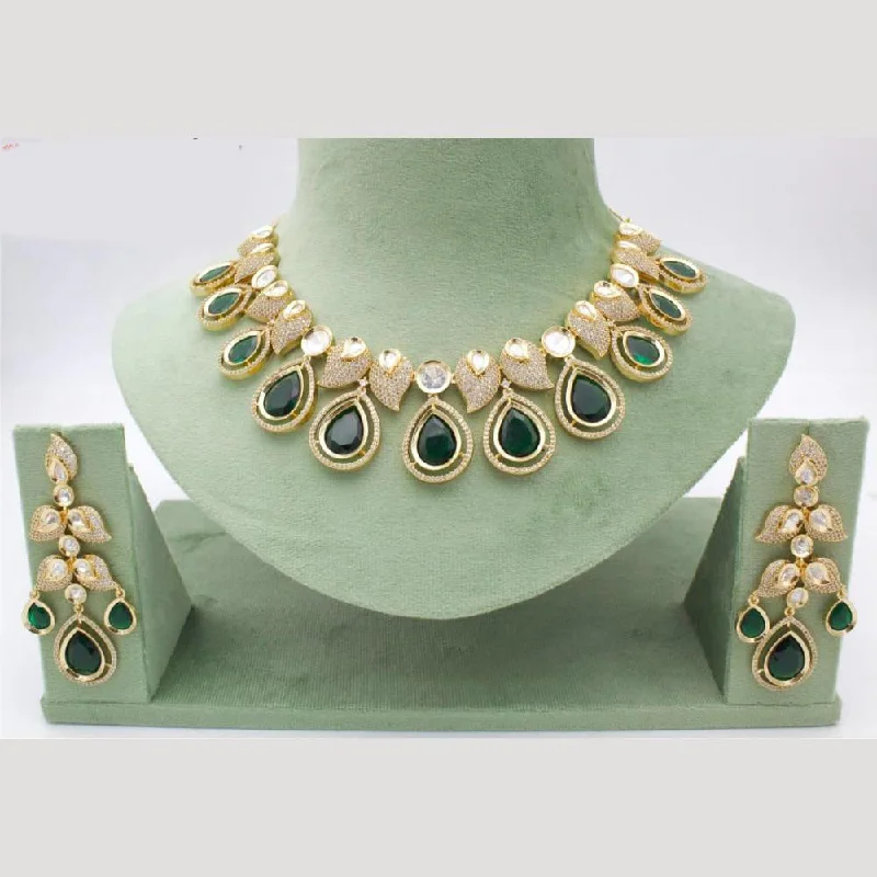 women’s vintage gold necklaces-Manisha Jewellery Gold Plated Kundan Stone Necklace Set