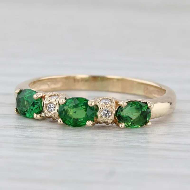 women’s affordable solitaire engagement rings-0.88ctw Green Chrome Diopside Diamond Ring 14k Yellow Gold Stackable Size 8.75