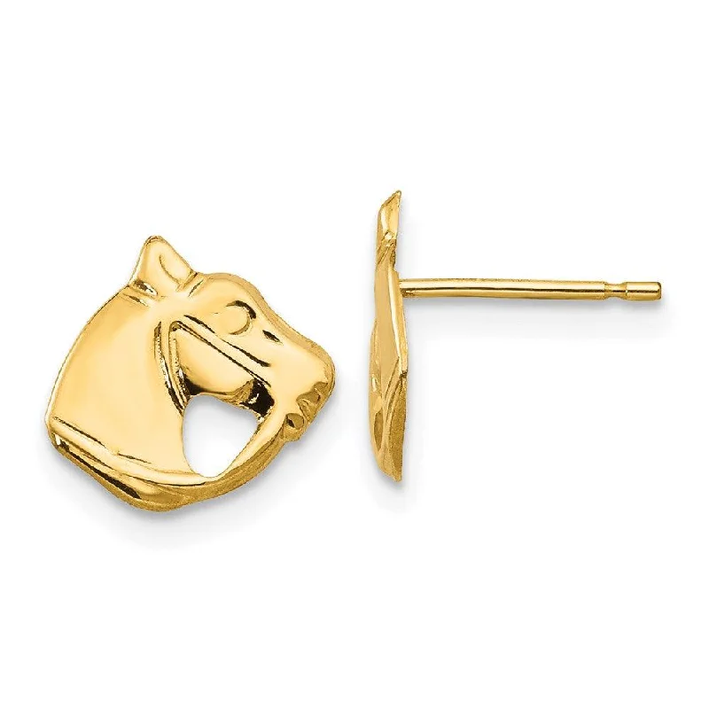 women’s geometric drop earrings-Madi K Kid's 14k  Polished Horse Head Post Earrings