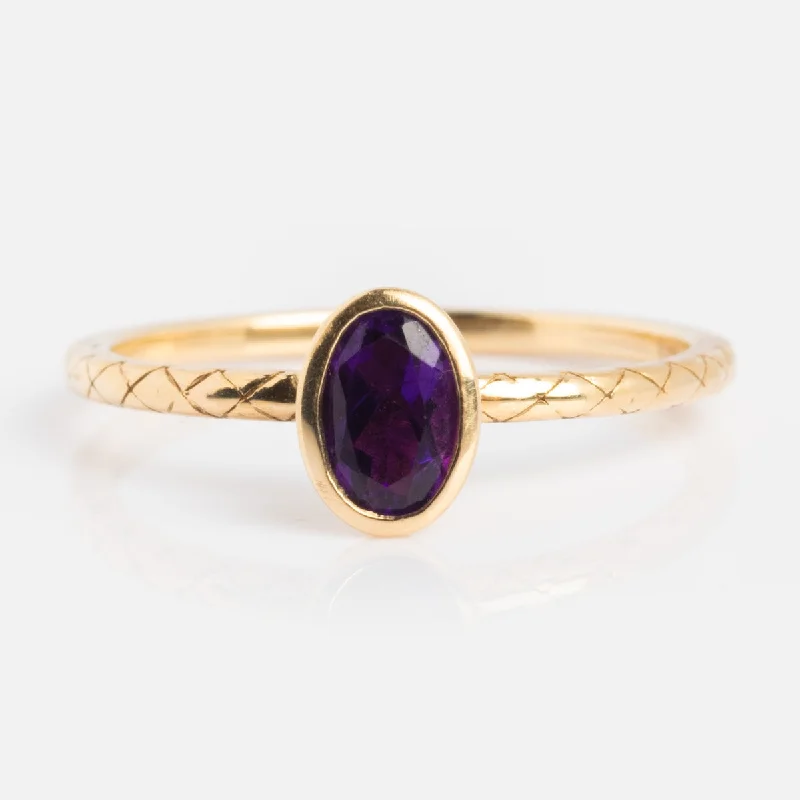 women’s luxury rings-Solid Gold Amethyst Oval Ring