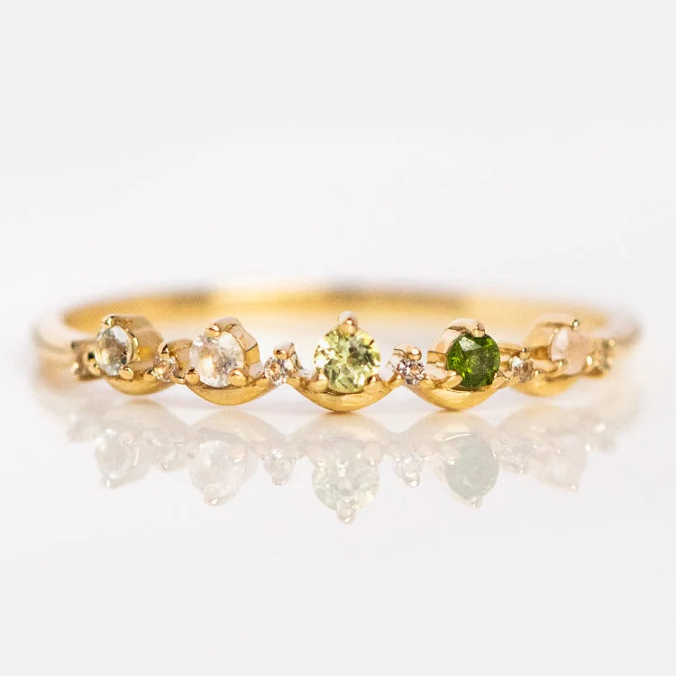 women’s diamond stackable rings-Solid Gold Amour Acrostic Ring