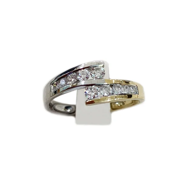 women’s elegant solitaire engagement rings-14k Two Tone Diamond Ring