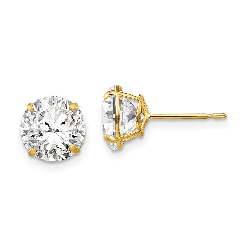 women’s statement earrings-14k 8mm Round CZ Post Earrings