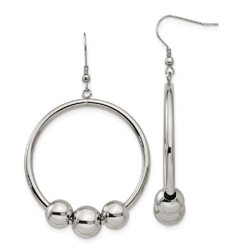 women’s chandelier earrings-Stainless Steel Polished Shepherd Hook Earrings