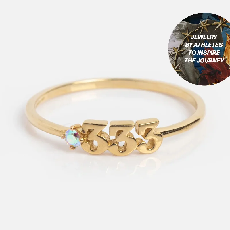 women’s diamond promise rings-Regan Smith x Local Eclectic Solid Gold Angel Number Ring