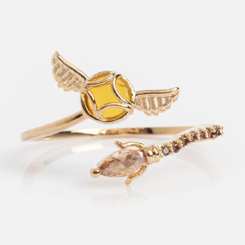 women’s opal rings-Harry Potter Golden Snitch Adjustable Ring