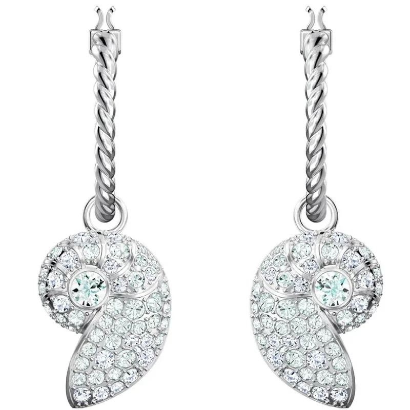 women’s ear jacket earrings-Swarovski Women's Pierced Earrings - Shell Nautilus Rhodium Plated | 5520670