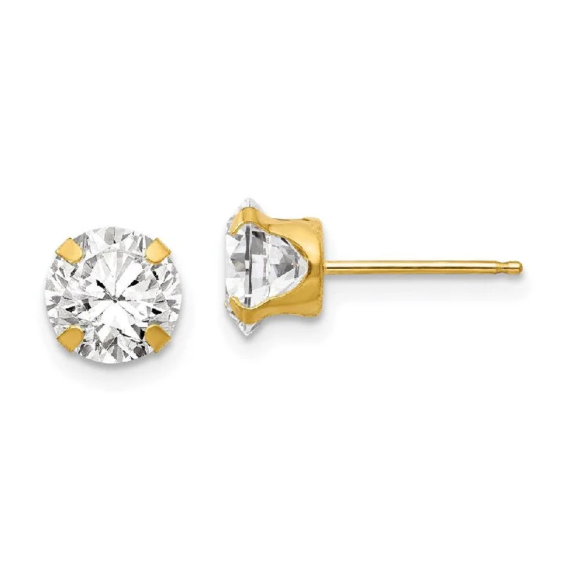 women’s pink gold earrings-Madi K Kid's 14k  6.5mm CZ Post Earrings