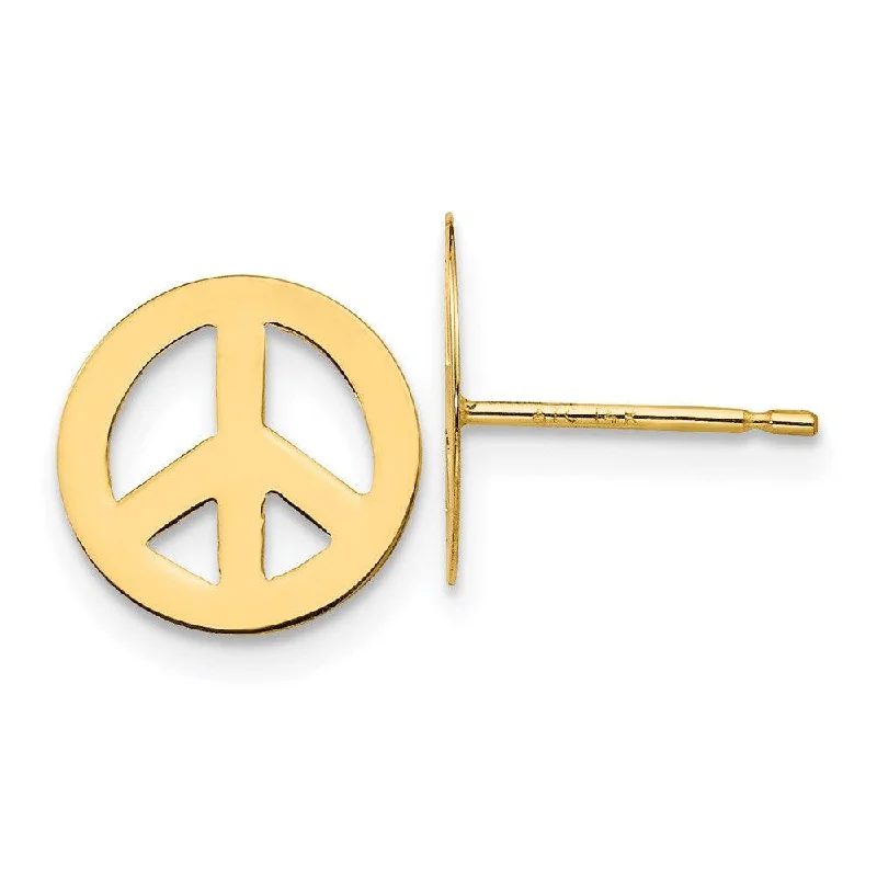 women’s silver stud earrings-Madi K Kid's 14k  Peace Sign Post Earrings