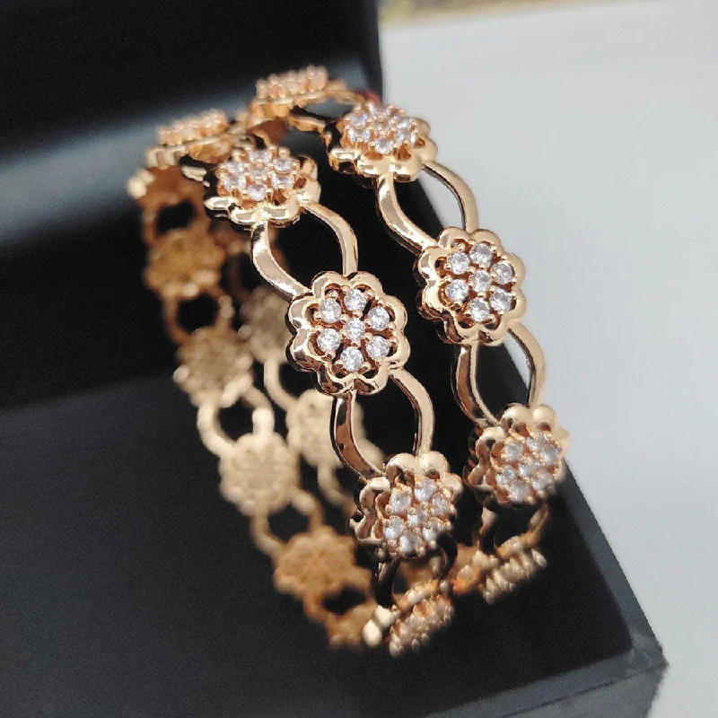 women’s diamond bangles-Aamrapali Rose Gold Plated American Diamond Bangle