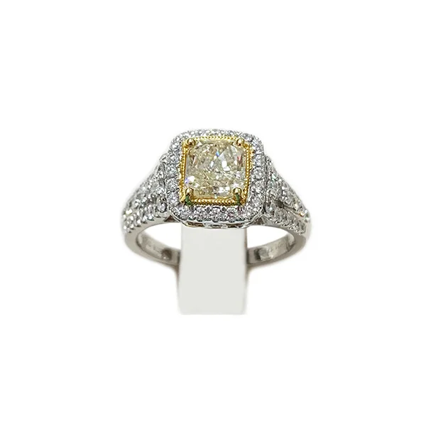 women’s affordable engagement ring sets-18k Two Tone Yellow Diamond Ring