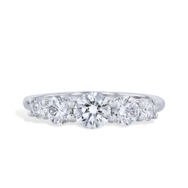 women’s wedding engagement rings-5 Stone Diamond Platinum Band Ring