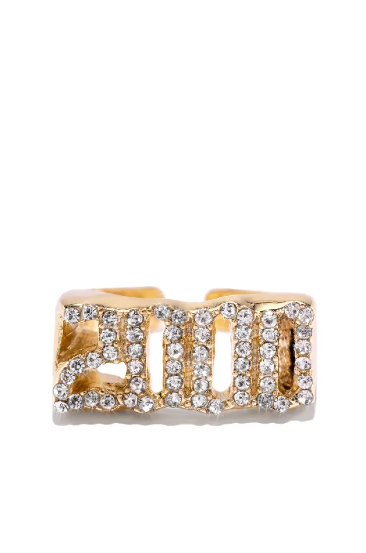 women’s oval gemstone rings-2000 Ring Embellished Old English Year Ring - Gold