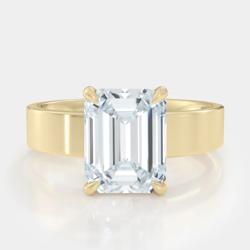 women’s elegant engagement rings-Emerald Cut Cigar Diamond Ring