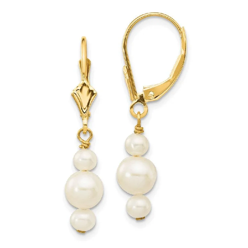 women’s ear cuffs-14K 3-3.5mm & 5-5.5mm Semi-Round FWC Pearl Leverback Dangle Earrings