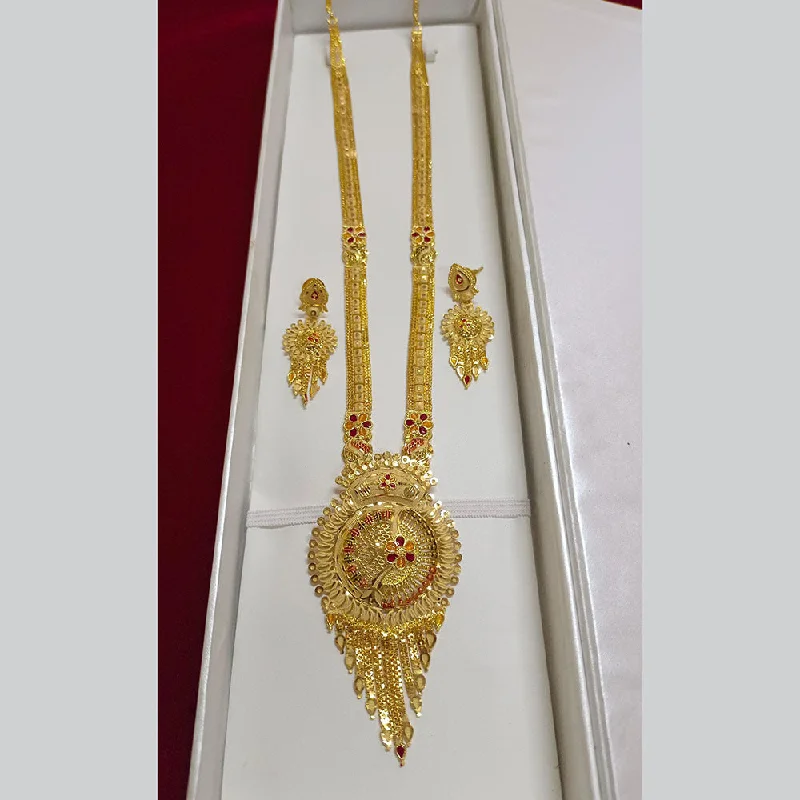 women’s engraved gold necklaces-Pari Art Jewellery Forming Long Necklace Set