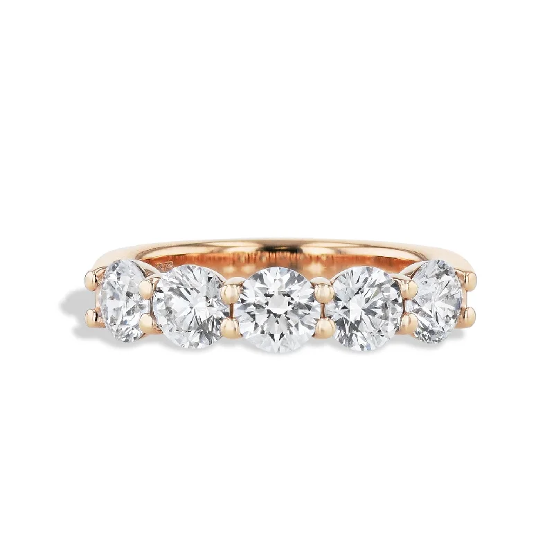 women’s eternity rings-5 Stone Diamond Rose Gold Band Ring