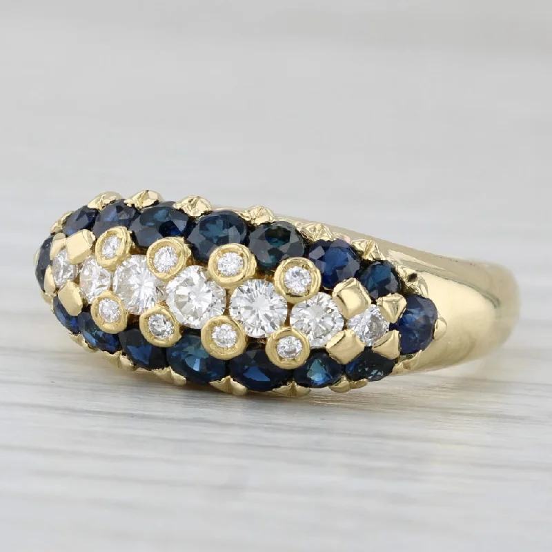 women’s pear-shaped engagement rings-1.64ctw Blue Sapphire Diamond Ring 18k Yellow Gold Size 7.25