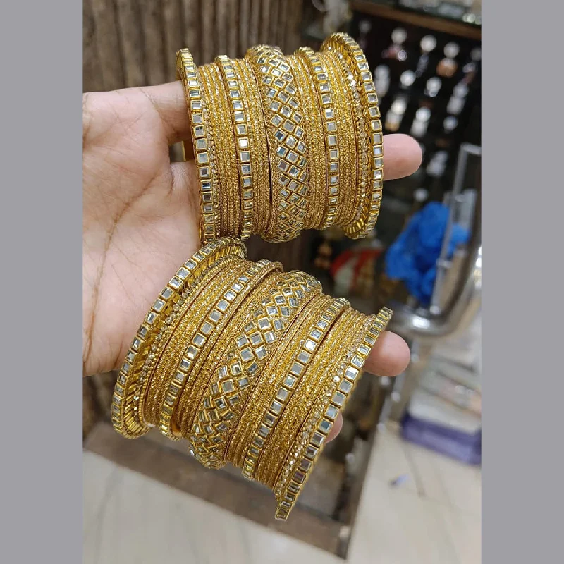 women’s colorful bracelets-Pooja Bangles Gold Plated Bangle Set